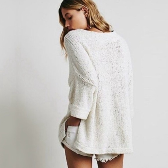 Free People | You Found Me knit tunic sweater, Ivory Cream - Picture 4 of 12